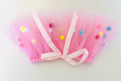 Pink Pom Pom Dog Tutu Skirt (Large)