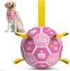 Dog , Squeaky Dogs Toys, Dog Soccer Ball with Straps, Puppy Gifts, Herding Balls with Bell Inside, Water Toy