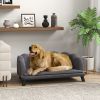 PawHut Comfortable Large Dog Couch Charcoal Gray with Foam Cushioning and Extra Pillow for Medium and Large Dogs