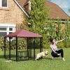 PawHut Welded Wire Outdoor Dog Kennel with 360° Rotating & 4 Levels Adjustable Bowls, Waterproof Cover, 4.6' x 4.6' x 5'