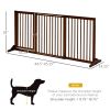 PawHut Freestanding Length Adjustable Wooden Pet Gate with Lockable Door 3 Panels, Brown