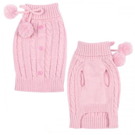 ES Cable Sweater (Color: Pink, size: XL)