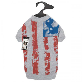 Zack & Zoey Americas Pup Flag Print Tee (Color: silver, size: XL)