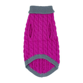 Mr. Peanut's Knitted Acrylic Dog Sweaters (Color: Royal Rosa With Gray Fringe, size: large)