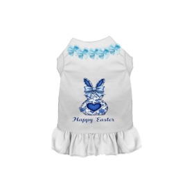 Blue Chinoiserie Easter Dress (Color: White, size: S)