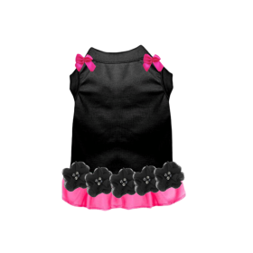Midnight Fleur Pink Ruffle Dress (Color: Black, size: XS)