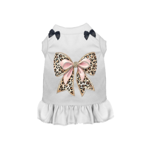 Leopard Luxe Bow Ruffle Dress (Color: Pink, size: small)