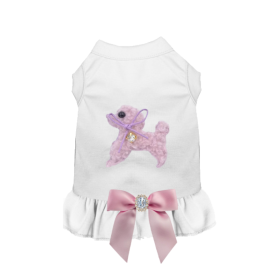 Poodle Crystal Dog Dress (Color: White, size: M)