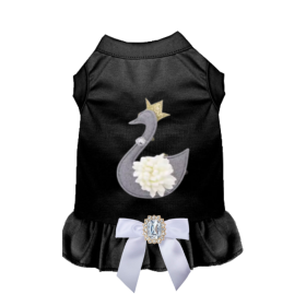 Royal Swan Jeweled Dog Dress (Color: Black, size: M)