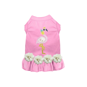 Crowned Flamingo Garden Dog Dress (Color: Pink, size: XL)