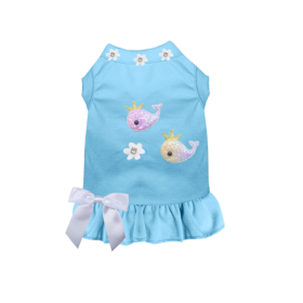 Royal Mermaid Whales Floral Dress (Color: sky blue, size: XL)