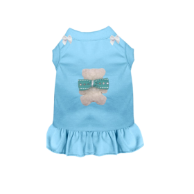 Classic Teddy Bow Dress (Color: sky blue, size: S)
