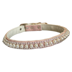 Pretty in Pink Pearl and Rhinestone Collar (Color: Pink, size: 12)