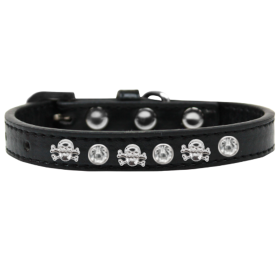 Skull Studded Collar (Color: Black, size: 12")