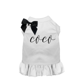 Fancy Coco Dog Dress (Color: White, size: medium)