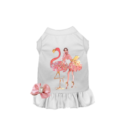 Fancy Flamingo Dress (Color: White, size: large)