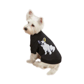 Frenchie Sequin Tee (Color: Black, size: X Large)