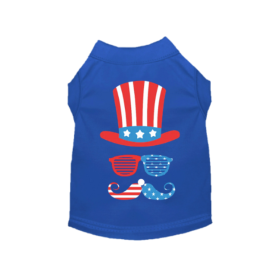 Uncle Sam Style Tee Blue Patriotic Dog Shirt (Color: Solid Light Pink, size: L)