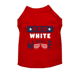 Red, White & Woof Tee Patriotic Dog T-Shirt (Color: Grey, size: M)
