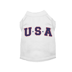 Star-Spangled Pup Tee White USA Dog Shirt (Color: White, size: M)