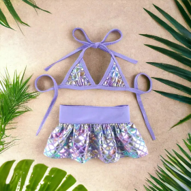 Bark Fifth Ave. Mermaid- Dog Bikini Set (Color: Purple, size: L)