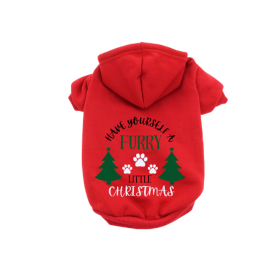 Have Yourself A Furry Little Christmas- Dog Hoodie (Color: Red, size: small)