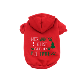 Making A List- Dog Hoodie (Color: Red, size: large)