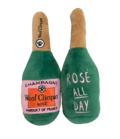 Woof Clicquot Rose' Champagne Bottle Plush Toy (size: L)