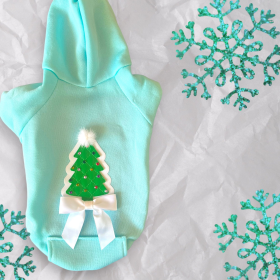 Quilted Christmas Tree Dog Hoodie (size: M)