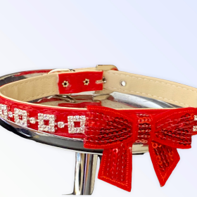 My Glam Holiday Bow Collar (Color: WHITE BOW, size: XS)