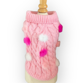 Mink Pom Knit Dog Sweater (size: S)