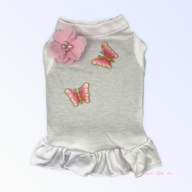 Chiffon & Butterflies (Color: White, size: X Large)