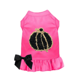 Chiffon Rose Halloween Pumpkin Dress (Color: Pink, size: medium)