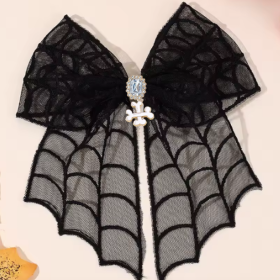 Arachnette Luxe Halloween Dog Hair Bow Clip (Color: Orange)