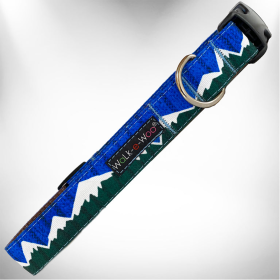 Snowcap Mountain Dog Collars (Color: Bl/Gr Snowcap Mtn, size: S 3/4" width fits 10-14" neck)