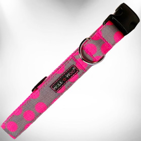 Polka Dot Dog - Neon Collars (Color: Pink Dot on Grey, size: S 3/4" width fits 10-14" neck)