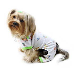 Knit Cotton Pajamas with Party Animals (Color: White, size: large)