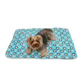 Penguins & Snowflakes Flannel/Ultra-Plush Blanket (Color: Turquoise, size: One size)