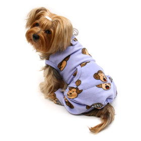Silly Monkey Front Sleeveless Fleec Pajamas (Color: lavender, size: L)
