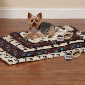 SP ThermaPet Paw Print Crate Mat (Color: brown, size: Medium Large)