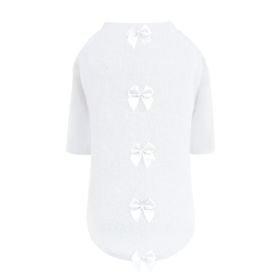 Dainty Bow Sweater (Color: White, size: LG)